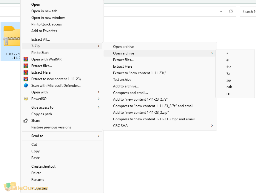 Tangkapan layar ekstrak 7-Zip