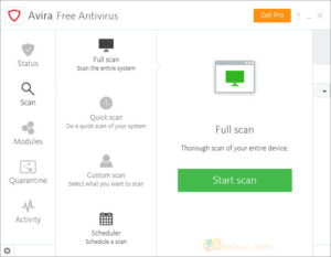 Schermata dell'antivirus gratis di Avira 2