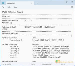 CPUID HWMonitor حفظ لقطة شاشة المعلومات