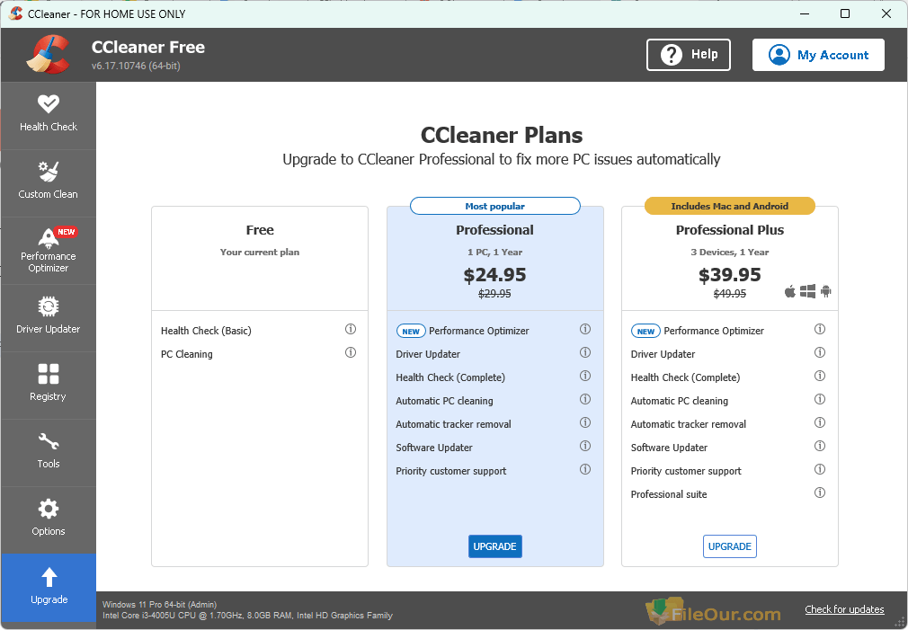 CCleaner అప్‌గ్రేడ్