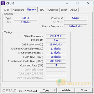 Snímek obrazovky CPU-Z_Memory