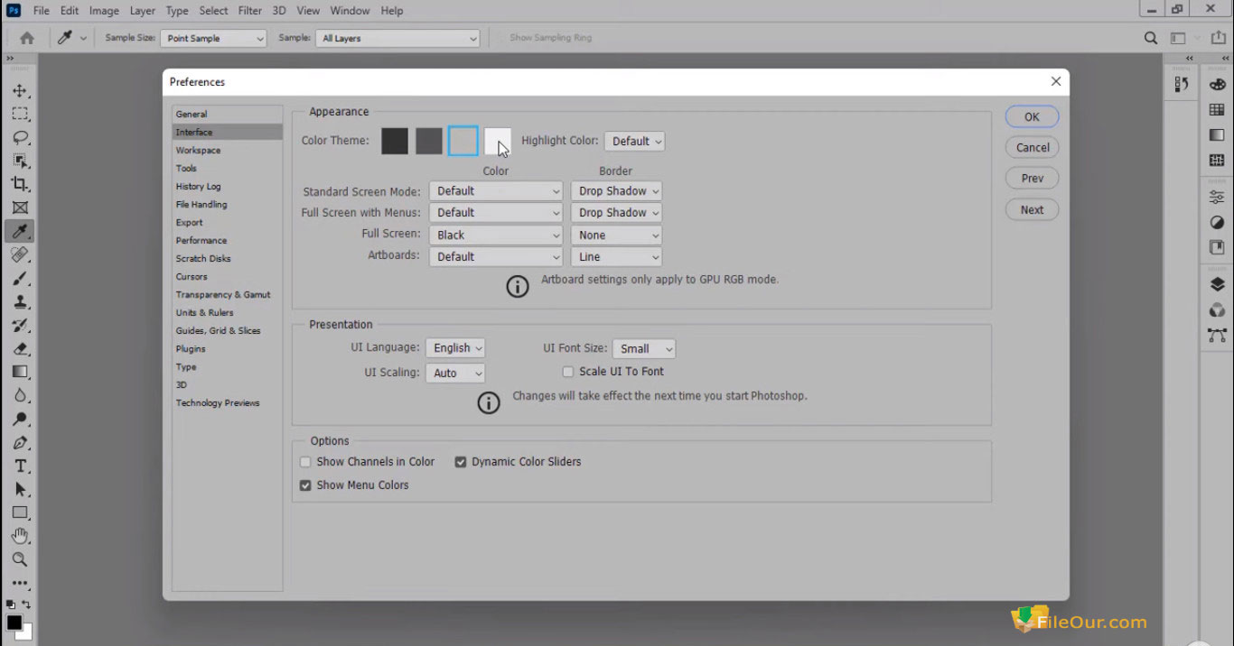 Snímek obrazovky Adobe Photoshop CC pro PC