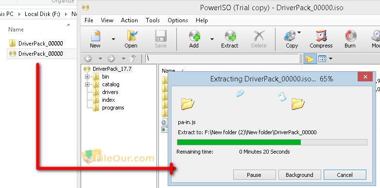 Extract DriverPack Solution using PowerISO
