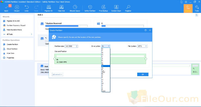 Snímka obrazovky AOMEI Partition Assistant 3