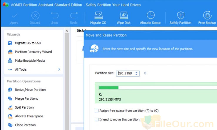 ภาพหน้าจอของ AOMEI Partition Assistant 2