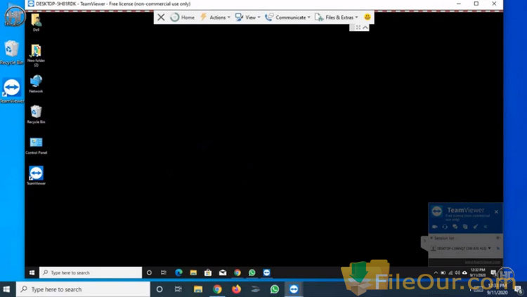 لقطة شاشة لمشاركة الشاشة لبرنامج TeamViewer p2p