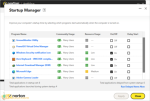 Norton Antivirus startup manager