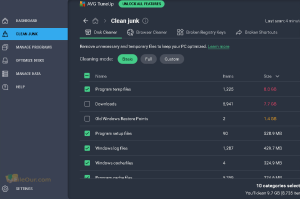 AVG TuneUp clean junk screenshot