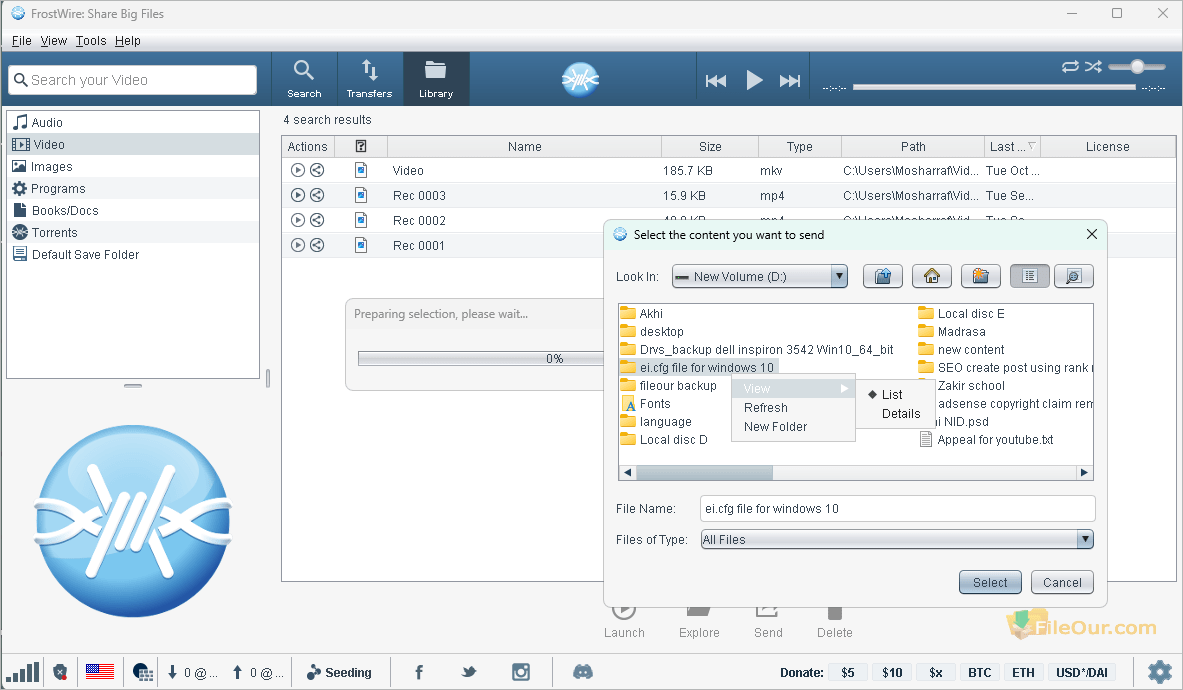 FrostWire library screenshot