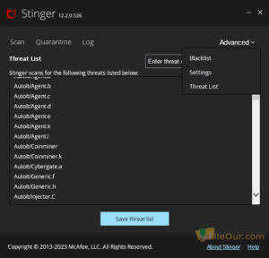 McAfee Stinger 32-64-bit Windows screenshot
