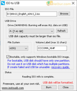 適用於 Windows 11 10 8 7 快照的 ISO 到 USB 最終版本