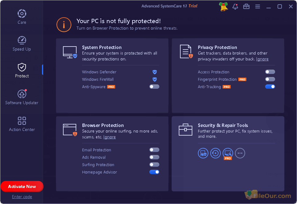 Proteção avançada do SystemCare