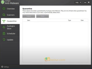 Auslogics Anti-Malware for PC Quarantine