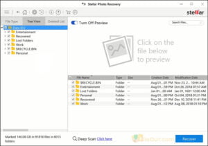 Screenshot dell'ultima versione di Stellar Photo Recovery per PC