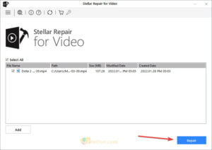 Stellar Repair For Video засварын товчлуур