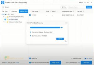 Tangkapan layar WorkinTool Data Recovery 32-64-bit Windows