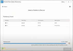 Versão final do WorkinTool Data Recovery para instantâneo do Windows 11 10 8 7