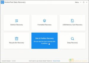 Snímka obrazovky WorkinTool Data Recovery na stiahnutie zadarmo pre Windows