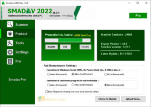 Capture d'écran de l'antivirus Smadav 5