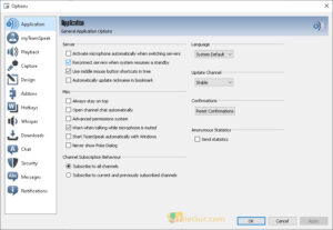 TeamSpeak Client option screenshot 2