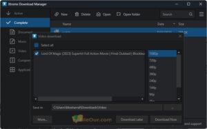 Tangkapan layar Manajer Unduhan Xtreme 4