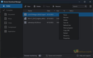 Tangkapan layar Manajer Unduhan Xtreme 5