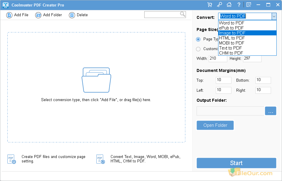 Capture d'écran de l'interface principale de Coolmuster PDF Creator Pro