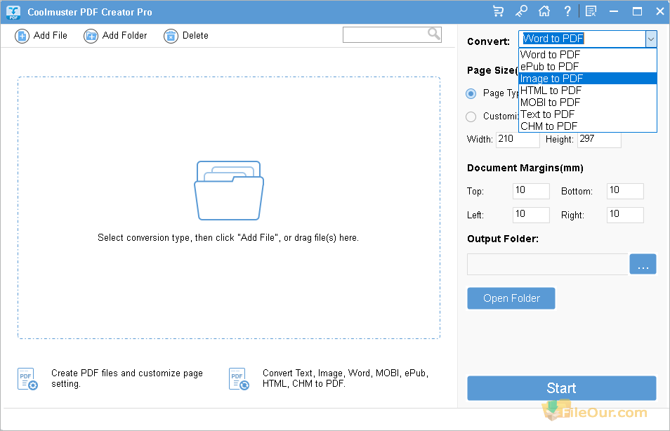 Coolmuster PDF क्रिएटर प्रो मुख्य इंटरफ़ेस स्क्रीनशॉट