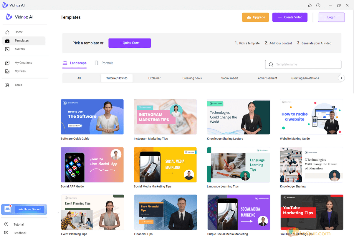 Vidnoz AI_templates-스크린샷