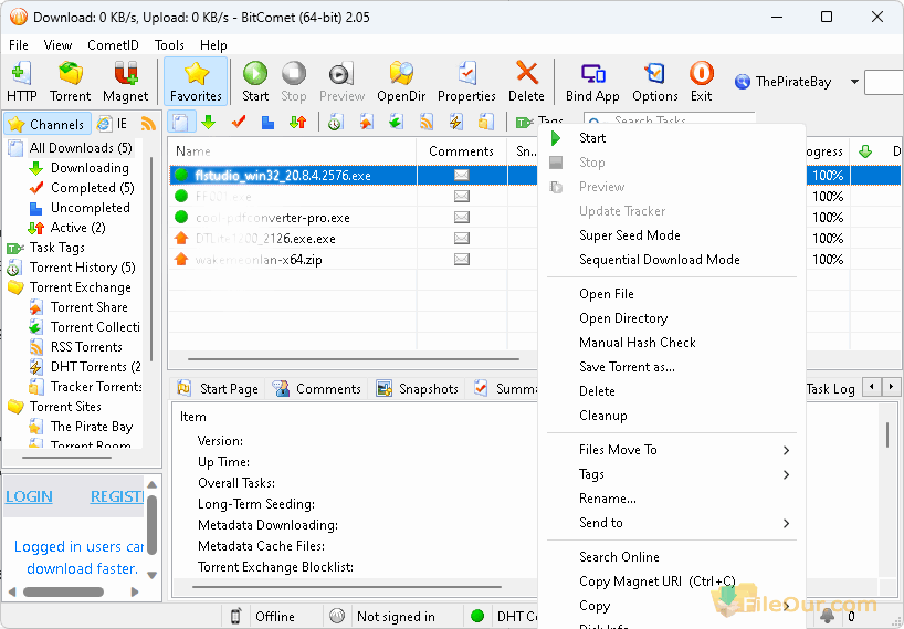 BitComet প্রধান ইন্টারফেস স্ক্রিনশট