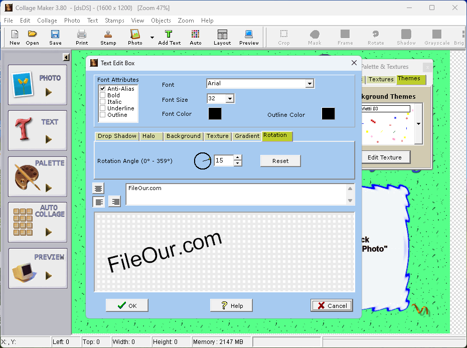 콜라주 메이커 텍스트 편집 스크린샷