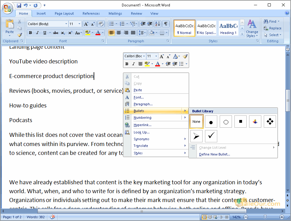 Zrzut ekranu programu Microsoft Office 2010