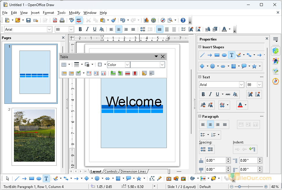 Capture d'écran d'OpenOffice Draw