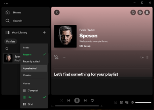 Spotify тоглуулах жагсаалтын дэлгэцийн агшин