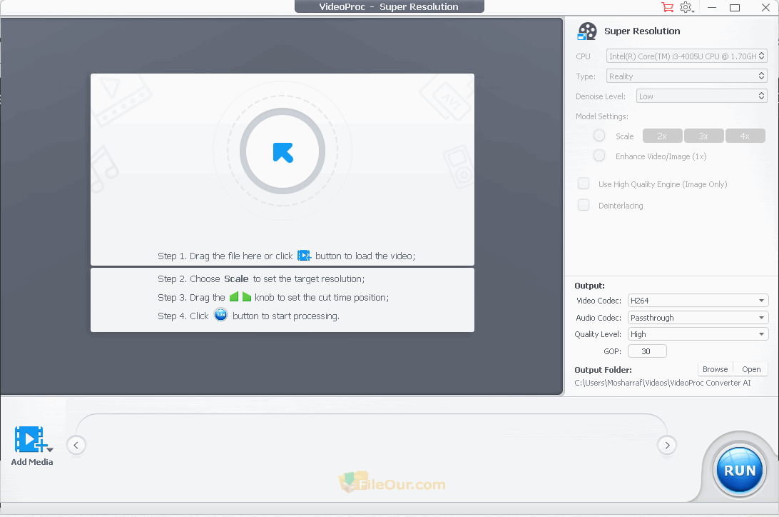 VideoProc super resulation AI screenshot